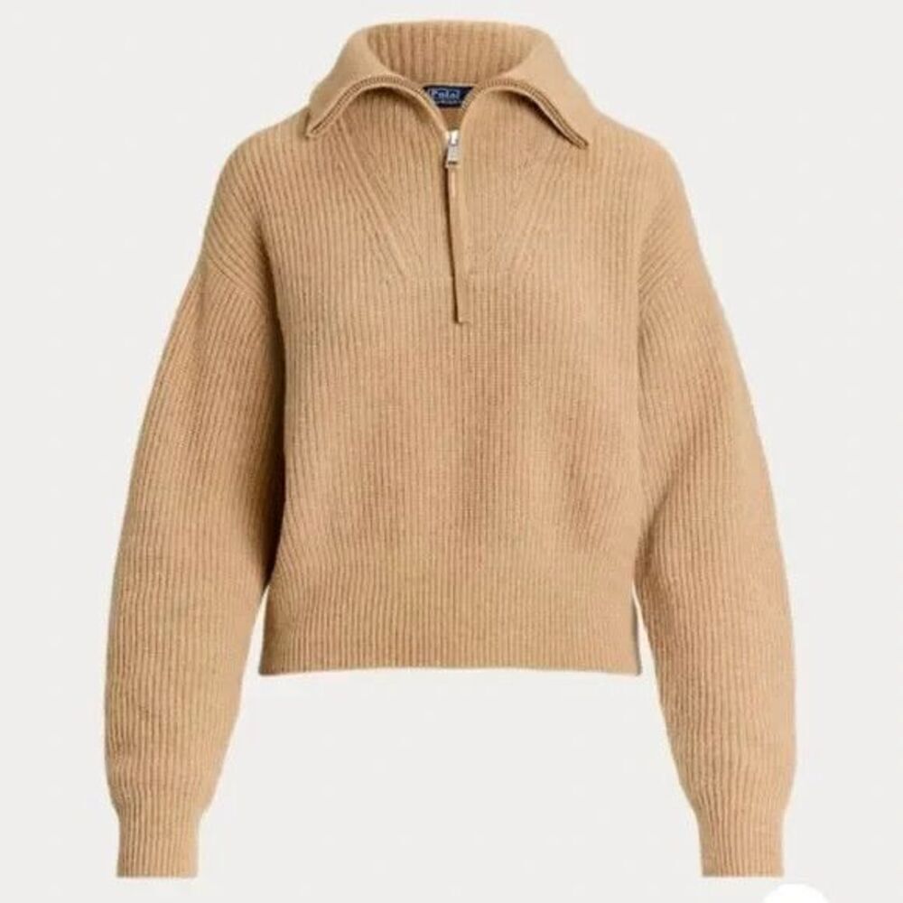 New RLX Ralph Lauren Rib Knit Half Zip Cashmere Sweater Size Medium